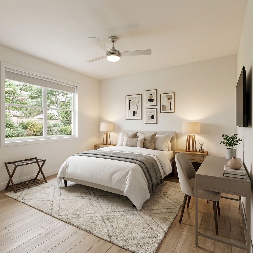 Modern guest bedroom with queen size bed modern queen size by Grains Home Pakistan