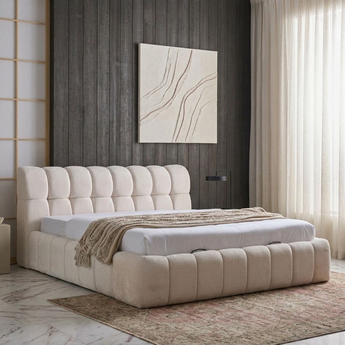 Arcadia Hydraulic Storage Upholstered Super King Bed by Grains Home Pakistan