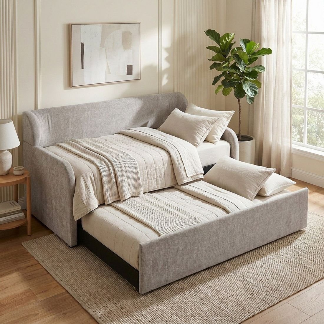 Vienna Upholstered Day Bed with Pull-Out by Grains Home Pakistan