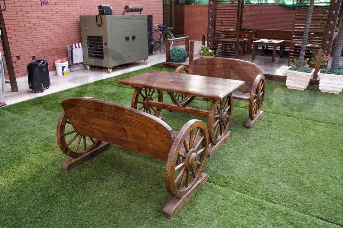 Wooden outdoor seating photo 2